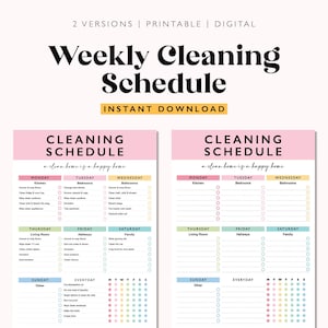 Programa de limpieza semanal editable: Lista de tareas imprimible (descarga digital)