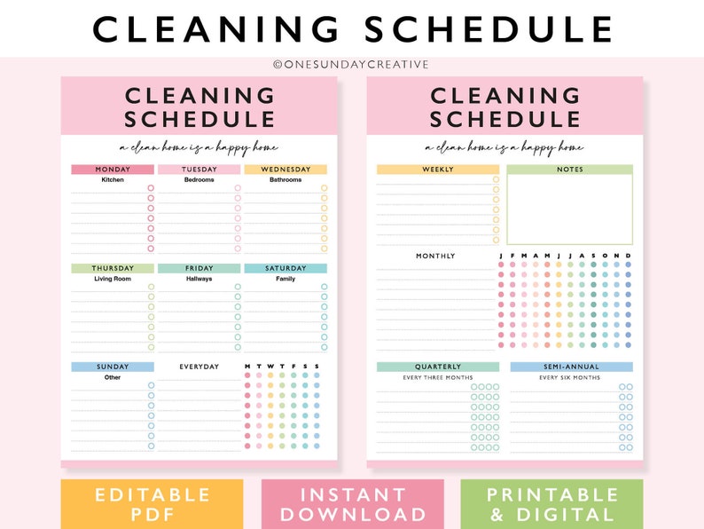 Editable Cleaning Checklist Digital Cleaning Schedule Chore Etsy