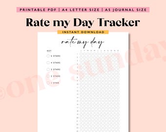 Rate My Day Tracker: A5 Printable Journal (Digital Download)