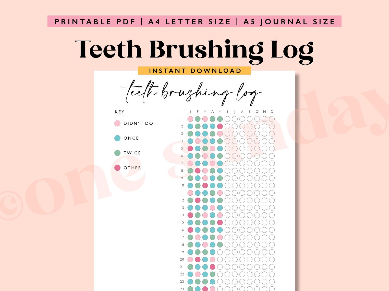 Teeth Racker Teeth Brushing Tracker: A5 Printable Journal Page (PDF Download) - Etsy