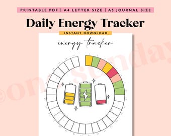 Printable Energy Tracker: A5 Journal Page (Digital Download)