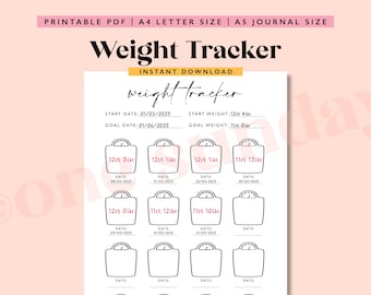 Printable Weight Loss Tracker: A4 A5 Journal (PDF Download)