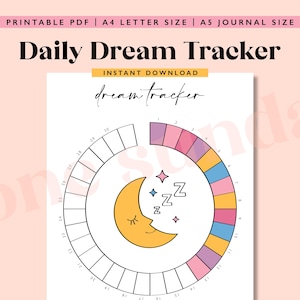 Dream Tracker, pagina di diario A5 stampabile, tracker delle abitudini quotidiane dei sogni, pagina di diario stampabile, pianificatore, tracker della salute, tracker del sonno