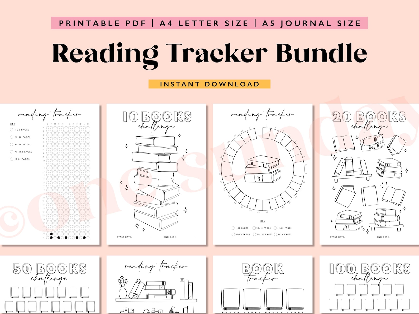 Reading Habit Tracker Bundle: Printable A5 Journal Pages (PDF) - Etsy