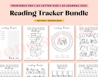 Reading Habit Tracker Bundle: Printable A5 Journal Pages (Digital Download)