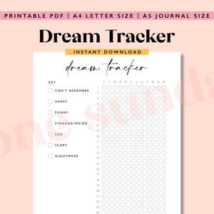 Diario Dream Tracker, Un anno in punti, Dream Tracker, Pagina di diario A5 stampabile, Dream Tracker digitale, Dream Tracker stampabile