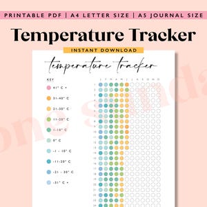 Temperature Tracker, Weather Tracker, Printable Journal Page, Planner Page, Temperature Log, A5 Journal Page Printable, Weather Log