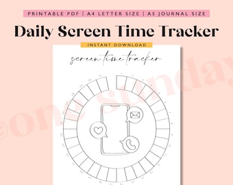 Screen Time Tracker: A5 Journal Printable (Digital Download)