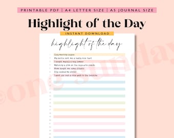 Highlight of the Day Printable Journal Page: Gratitude Tracker (PDF)