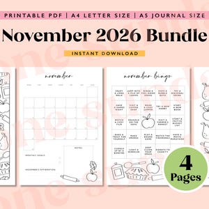 November 2026 Journal Bundle, Calendar, Mood Tracker ...
