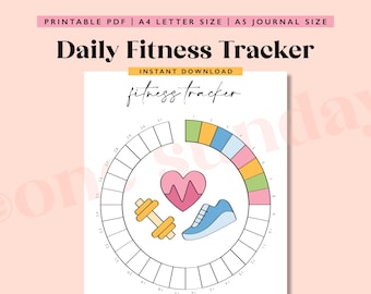 Fitness Tracker, Printable Journal Page, Planner Page, A5 Journal Page, Exercise Tracker, Health Tracker, Workout Tracker, Activity Log