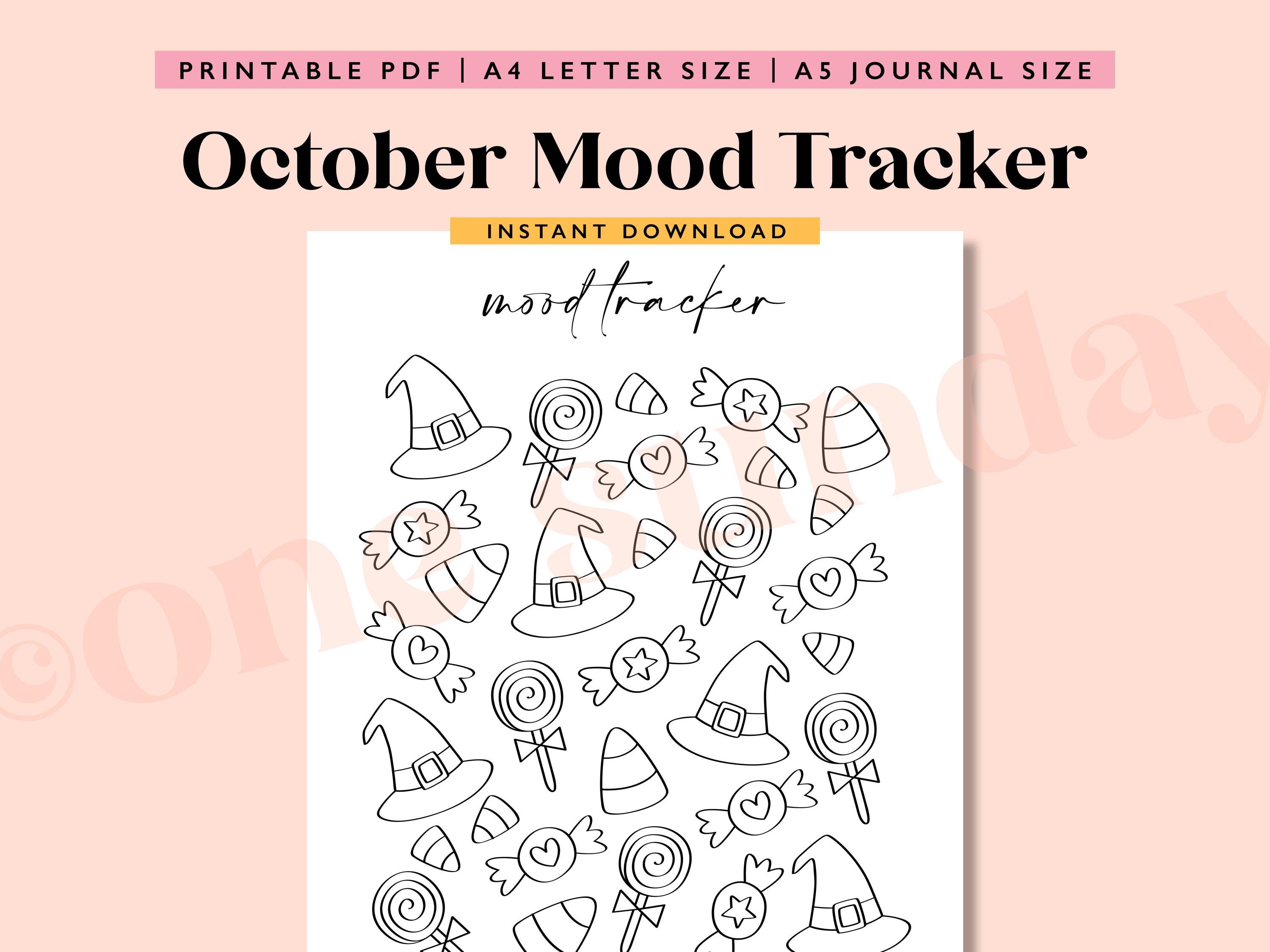 october mood tracker: printable journal page (a4/a5 pdf) - etsy
