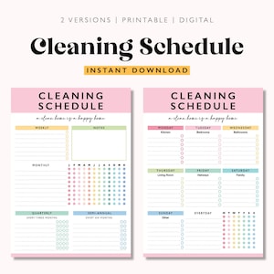 Editable Cleaning Schedule: Printable Chore List (Digital Download)