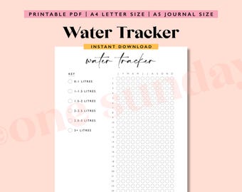 Water Tracker Journal, A Year in Dots, Water Tracker, A5 Journal Page Printable, Water Tracker Digital, Water Journal Printable