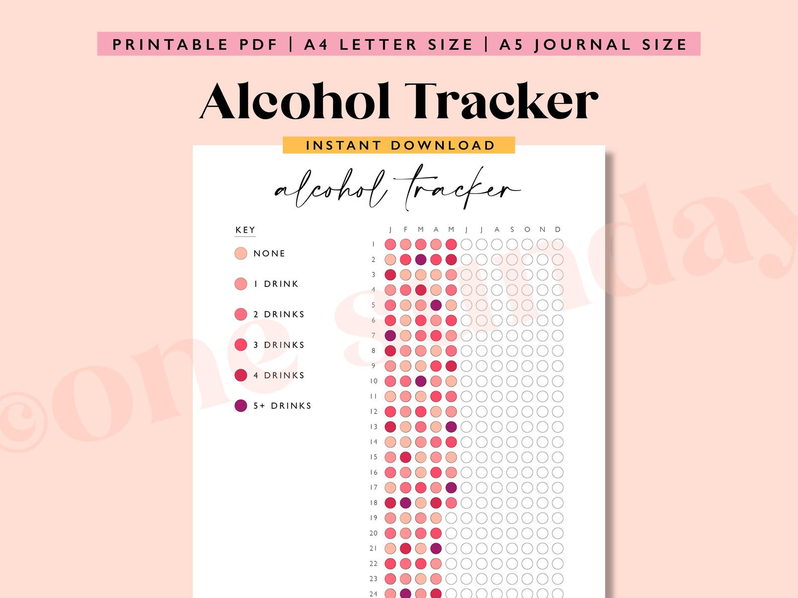 Alcohol Tracker, A5 Journal Page Printable, Printable Journal Page ...