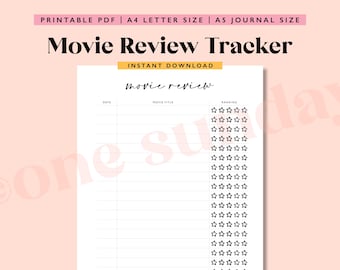 Movie Review Tracker: A5 Journal Printable (Digital Download)