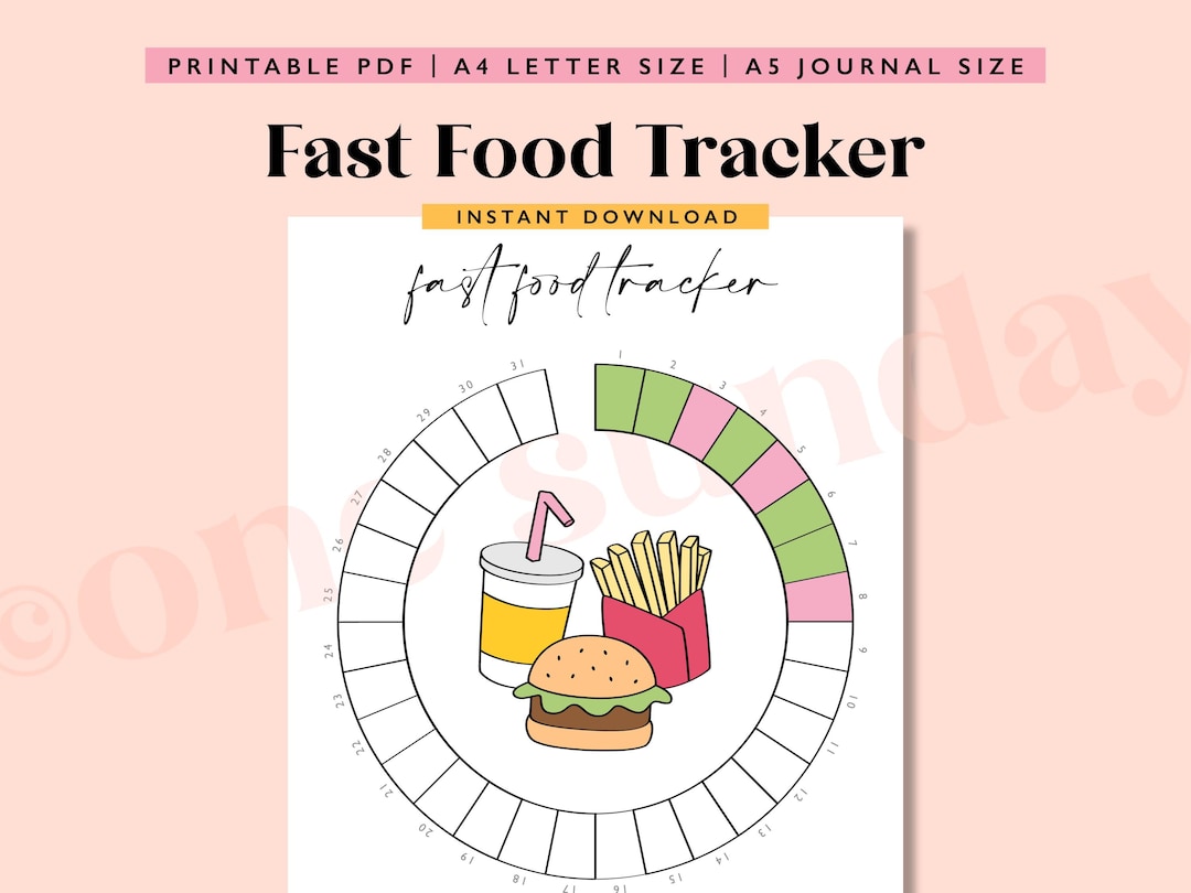 Fast Food Tracker: A5 Printable Journal Page (PDF Download) - Etsy