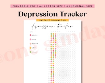Depression-Tracker, A5 druckbare Journalseite, Planerseite, Depression-Tagebuch, Stimmung-Tracker, Gefühle-Tracker, Emotions-Tracker, Trauriger Tracker