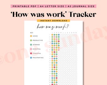Work Tracker Printable: A5 Journal, Wellbeing, Year in Dots (PDF Download)