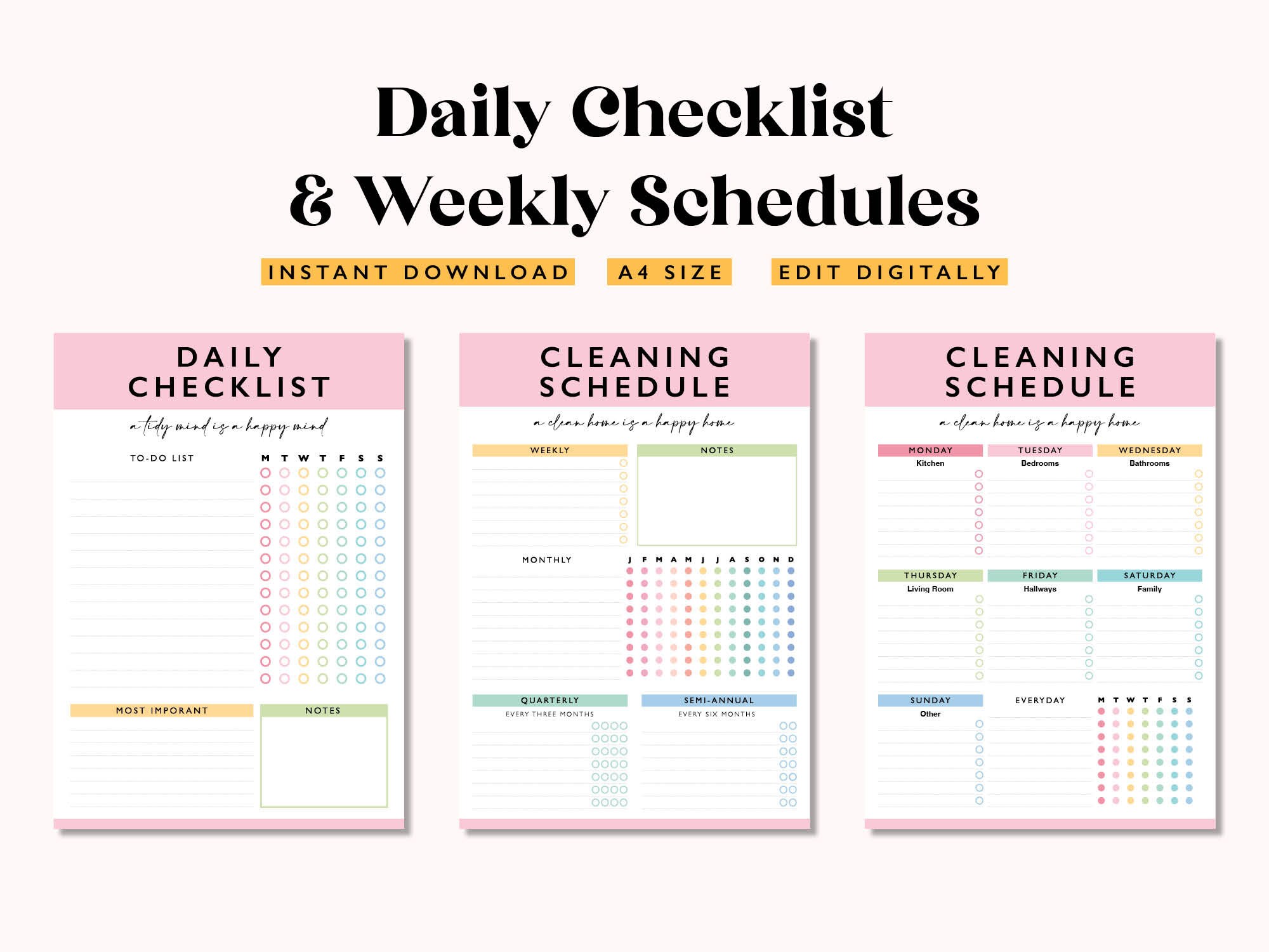 Cleaning Planner Bundle: Weekly, Monthly, Yearly Schedules (printable ...