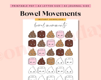 Registro de evacuaciones intestinales: Diario de salud mensual (descarga digital)