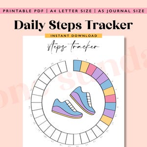 Steps Tracker, A5 Journal Page Printable, Daily Steps Habit Tracker, Printable Journal Page, Planner, Health Tracker, Health Planner