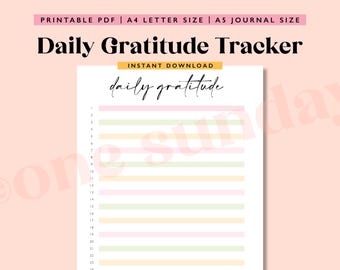 Monthly Gratitude Tracker: A5 Printable Journal Page (Digital Download)