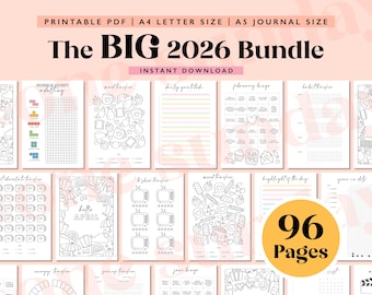 2026 BIG Journal Bundle, Printable Journal Pages, Digital Planner Pages, A5/A4 Digital Download, 96 Pages