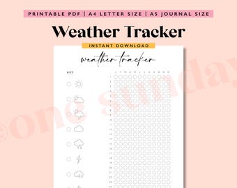 Weather Tracker Journal: A5 Printable, Year in Dots (Digital Download)