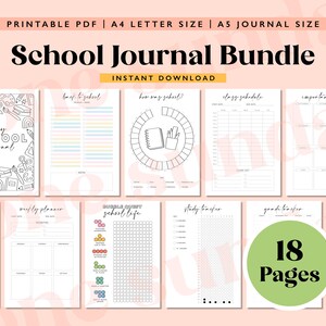 Utskrivbar skolplanerare, elevjournal, veckoplanerare, läxuppföljare, digital nedladdning i A4/A5