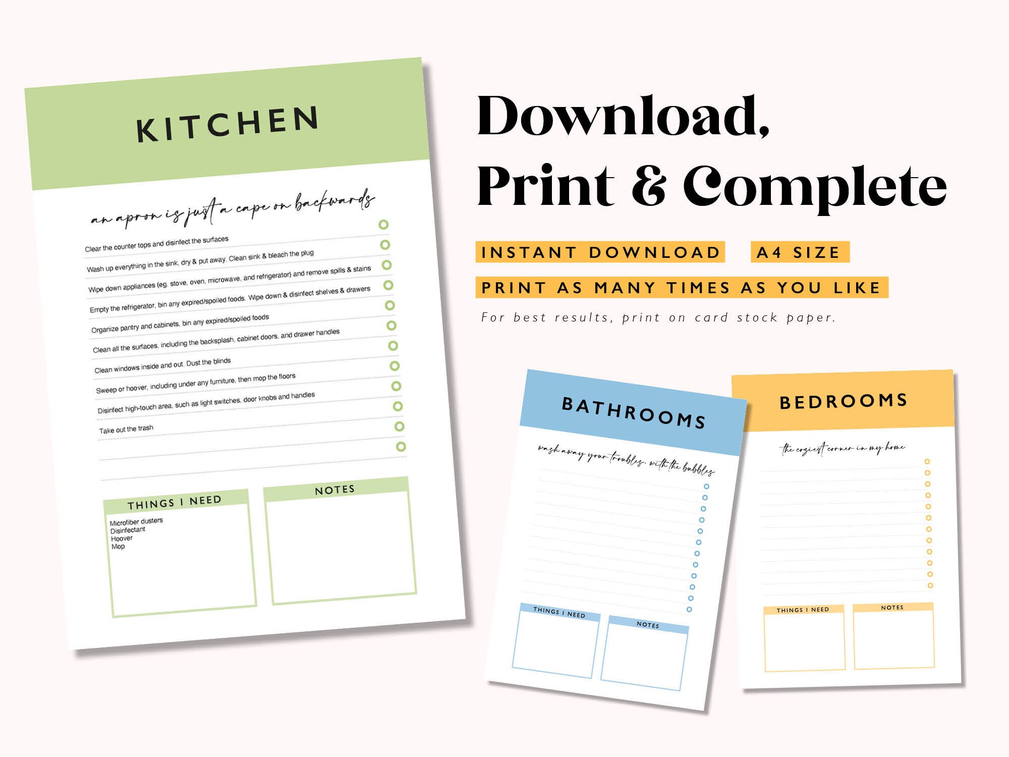 Editable Room Cleaning Checklist: Printable Cleaning Schedule (PDF) - Etsy