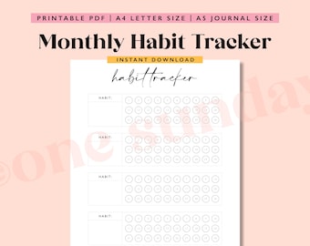 Monthly Habit Tracker: A5 Journal Printable (PDF Download)