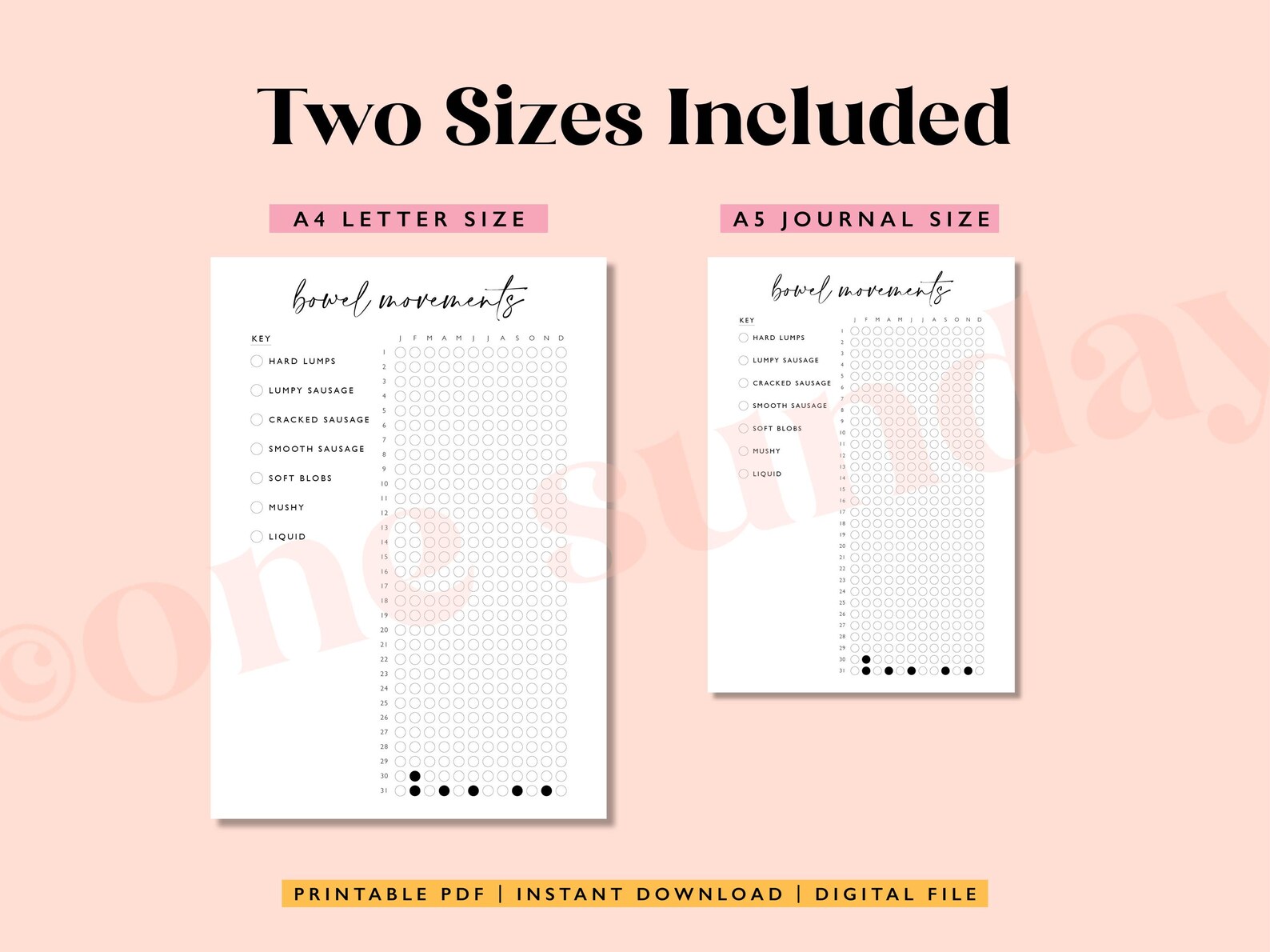 Bowel Movements Tracker, A5 Journal Page Printable, Printable Journal ...