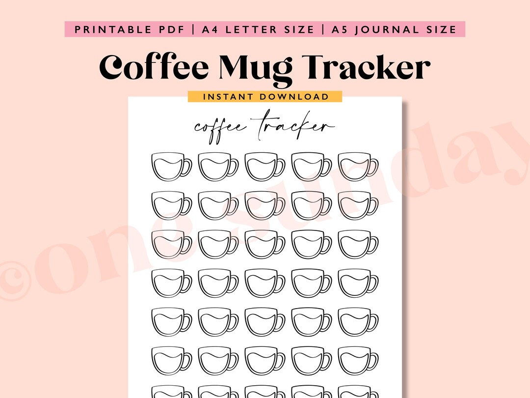 Monthly Coffee Tracker, A5 Journal Page Printable, Habit Tracker ...