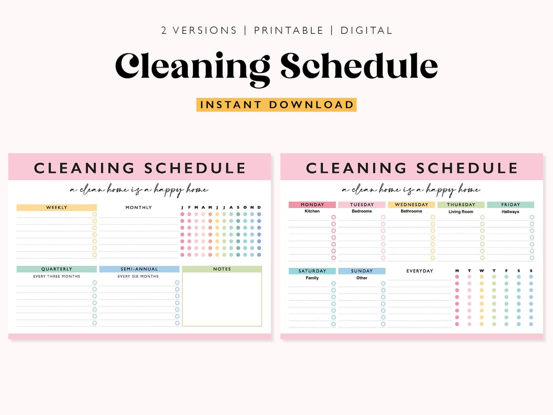 Printable Cleaning Checklist: Weekly Chore Planner (editable PDF) - Etsy