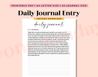 Daily Journal Page: A5 Printable Diary, Reflection Tracker (PDF Download)