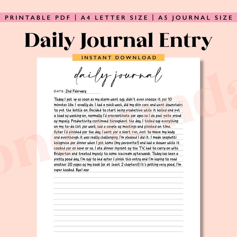 Daily Journal Printable - Etsy