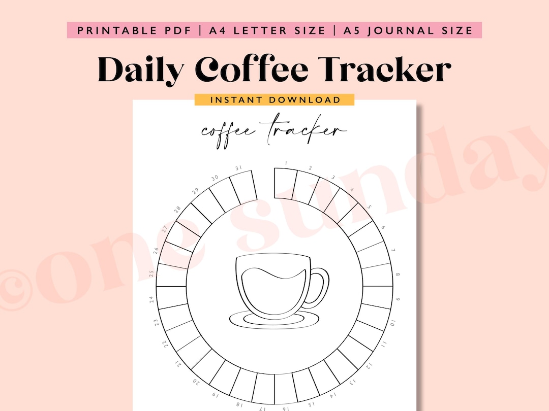 Coffee Tracker, A5 Journal Page Printable, Daily Coffee Habit Tracker ...