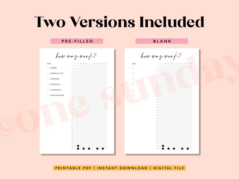Work Tracker Worksheet.pdf Work Tracker Printable: A5 Journal, Wellbeing, Year in Dots (PDF ...
