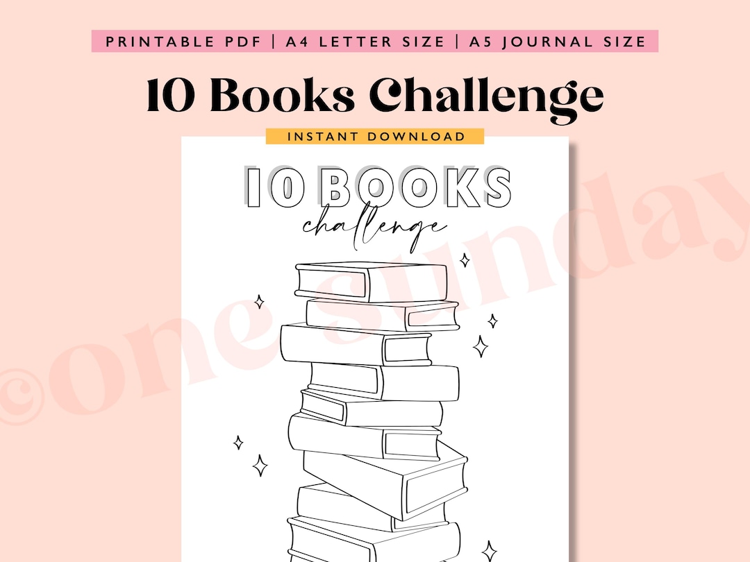10 Book Challenge Reading Tracker: A5 Printable Journal (PDF) - Etsy