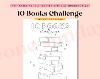 10 Book Challenge Reading Tracker: A5 Printable Journal (PDF)