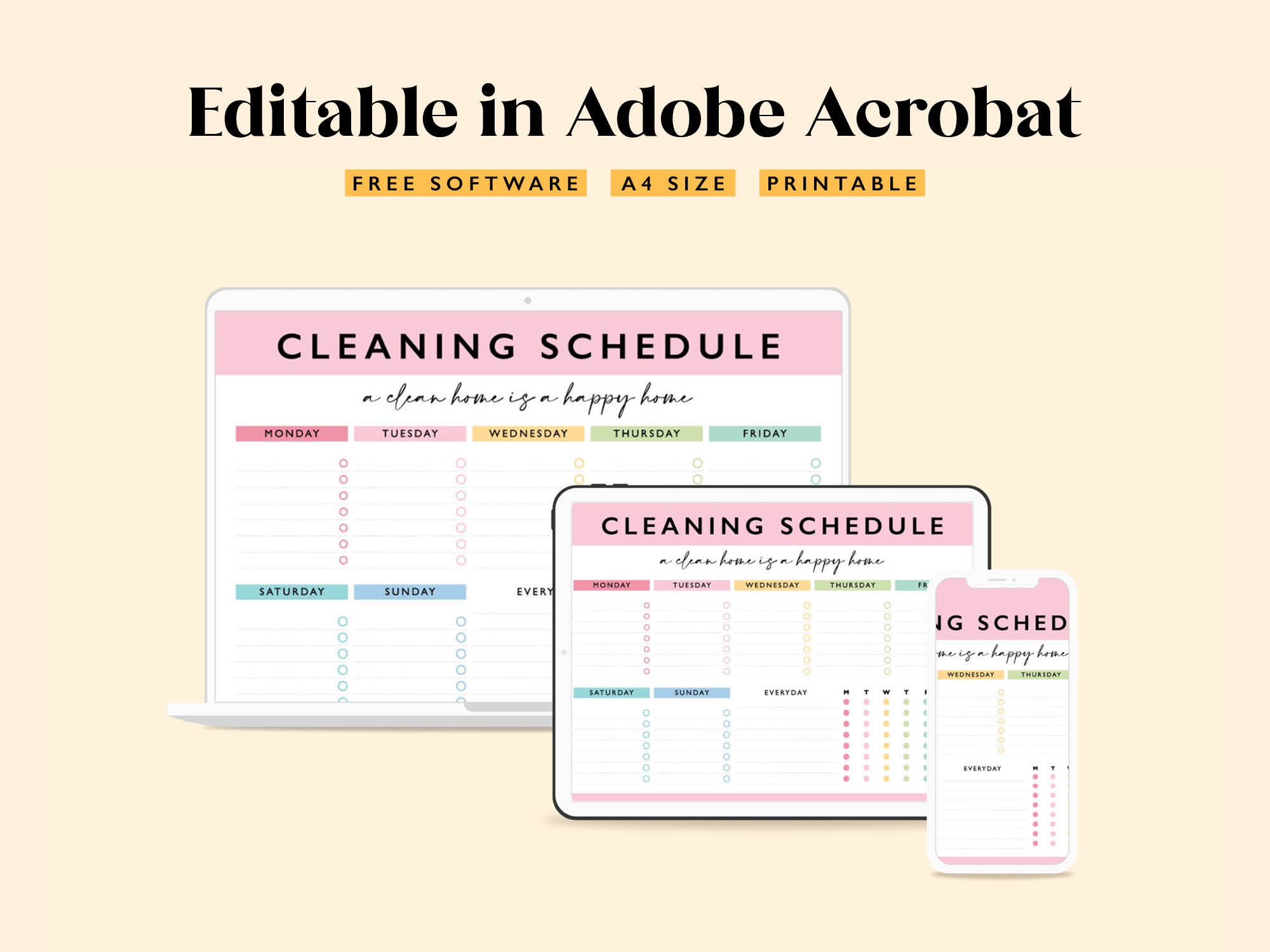 Editable Weekly Cleaning Schedule: Printable Chore List (2 PDF) - Etsy