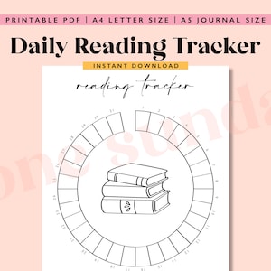 Tracker di lettura, pagina di diario A5 stampabile, tracker delle abitudini di lettura quotidiane, pagina di diario stampabile, planner, tracker della salute, tracker di lettura
