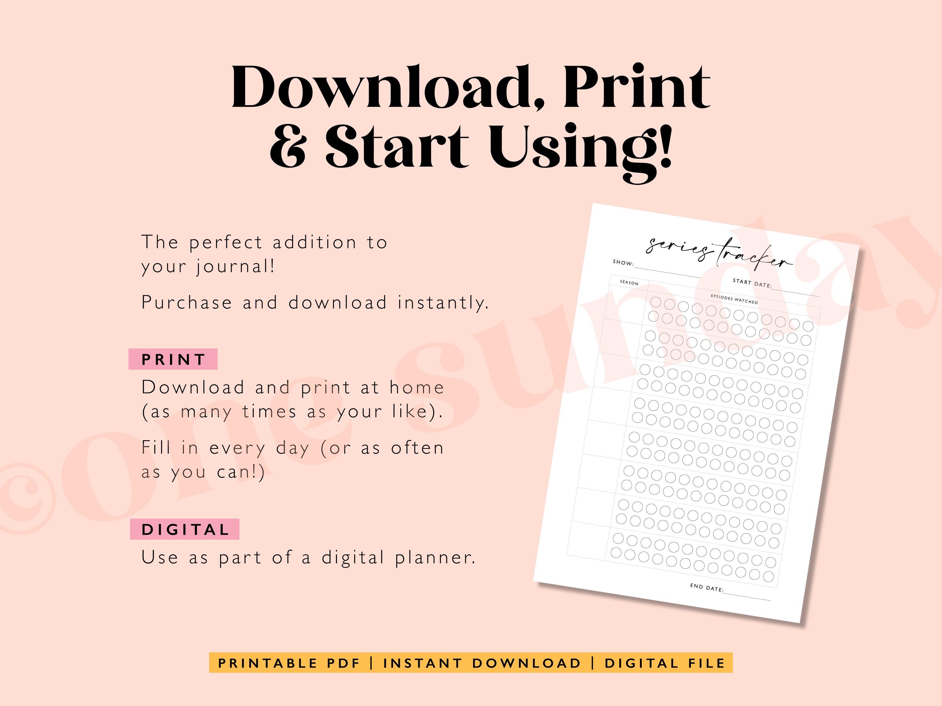 Series Tracker, A5 Journal Page Printable, Series Habit