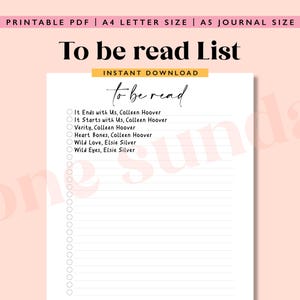 To be Read Tracker, Reading Tracker, A5 Journal Page Printable, Reading Tracker Digital, Reading Journal Printable, Reading Log