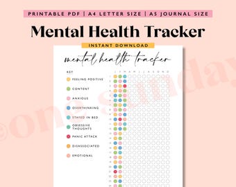 Mental Health Tracker: afdrukbare A5-dagboekpagina (digitale download)