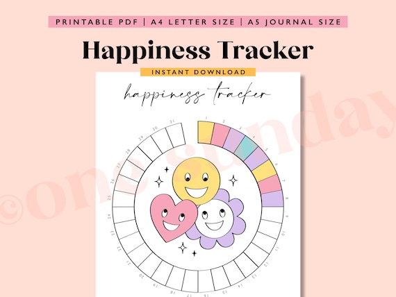Monthly Happiness Tracker: Printable Journal Page (PDF Download)