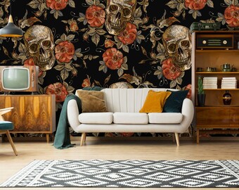 Skull Wallpaper Etsy Skull Wallpaper Etsy