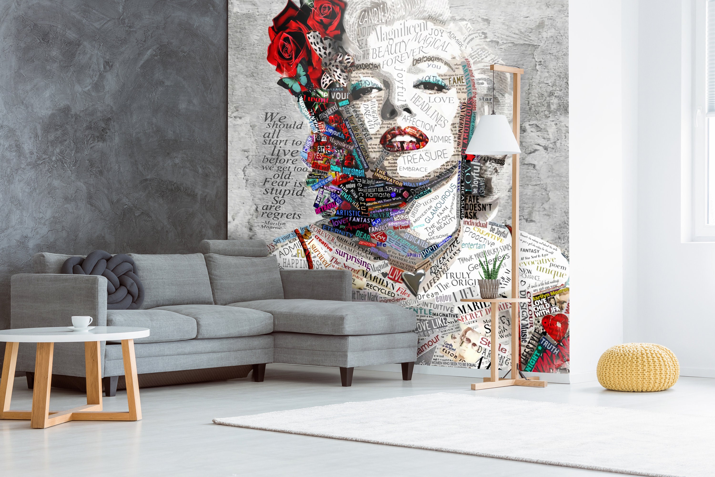 Marilyn Monroe Wallpaper Graffiti Wall Art Red Rose Cafe | Etsy