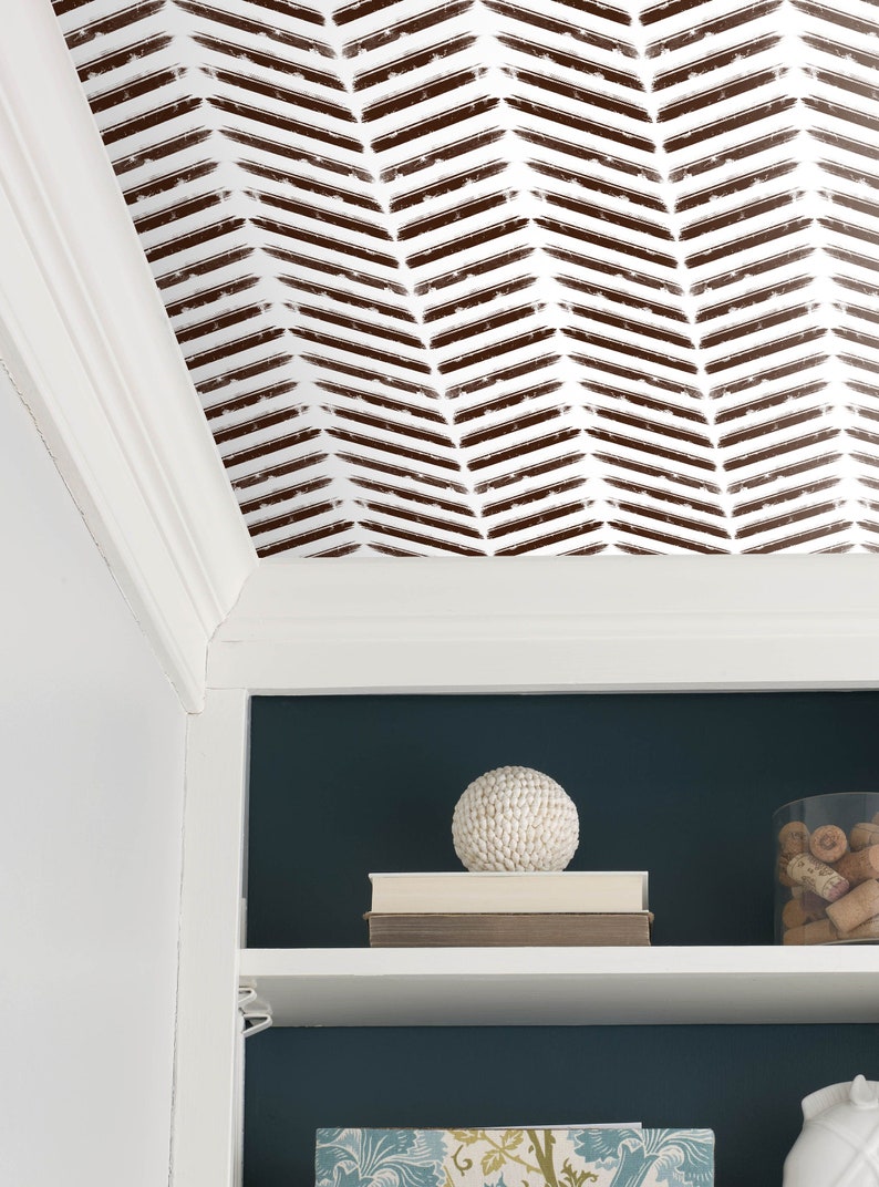 Stripes Geometric Ceiling Wallpaper Black And White Ceiling Etsy